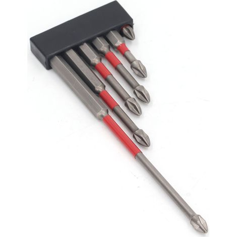 Ensemble de 6 embouts de tournevis électriques cruciformes en acier allié, puissants et magnétiques. (1/5)