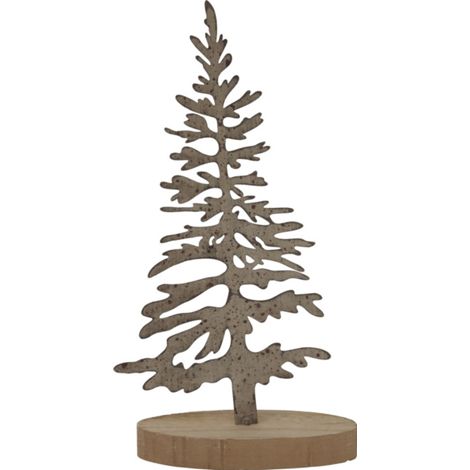 Large Rustic Silhouette Decorative Tree on Stand - Metal - L6 x W14 x H29 cm - Brown
