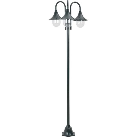 Farola de jardín con 3 luces aluminio verde oscuro E27 220 cm vidaXL