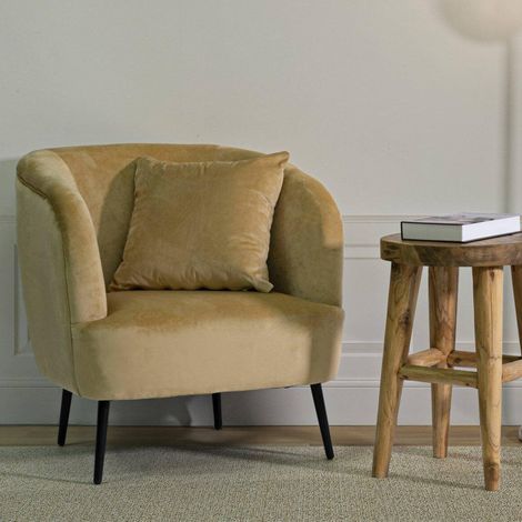 Fauteuil, Siège rembourré, Canapé de Salon Simple, Chaise avec accoudoirs, 73x66 h78 cm, Marron et Noir (1/5)