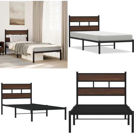 vidaXL Cadre de lit sans matelas avec tête de lit 75x190 cm (1/5)