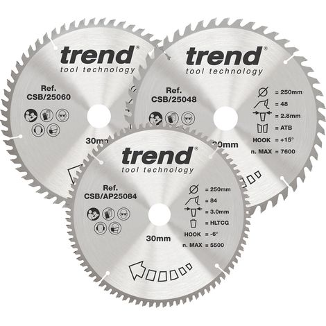 lames de scie circulaire bois 250 mm, 30 mm, 48/60/84 dents TCT (1/5)
