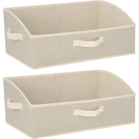Set mit 2 Aufbewahrungsboxen, Polyestergewebe, 28 l, verstärkte Griffe, faltbar, für den Kleiderschrank (1/5)