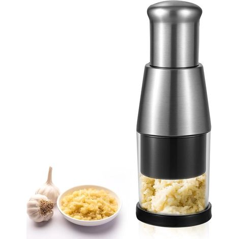 Prensa de ajos manual de acero inoxidable, Mini prensa de ajos portátil, ajos y otros ingredientes (1/5)