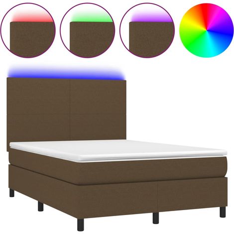 Maison Exclusive - Letto a Molle Materasso e LED MarroneScuro 140x190cm in Tessuto (1/5)