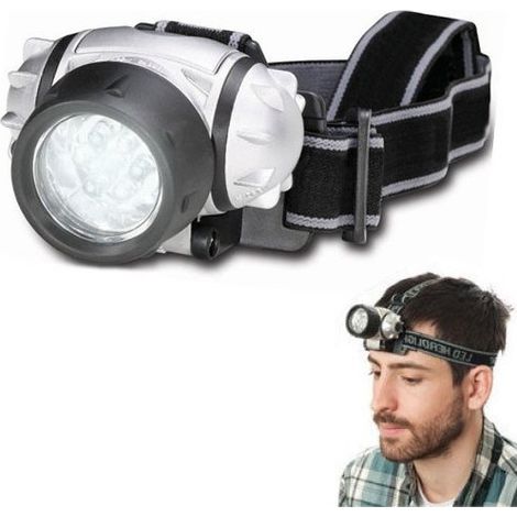 TRADE SHOP - Lampada Frontale Torcia Da Testa Luce 7 Led Bianchi A Batterie Pesca Sport - (1/3)