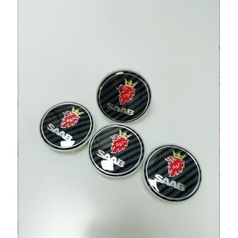 Saab Radkappen silber mit schwarzem Schachbrettmuster, 63 mm, 4er-Set, Einheitsgröße [NX] (1/3)