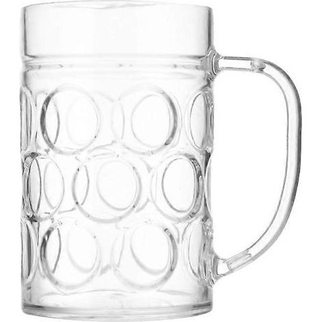 Gobelet à bière transparent en acrylique, verre à jus, gobelet à eau avec poignée pour bar à domicile (500 ml)-12.80X8.00X8.00CM-Transparent (1/3)