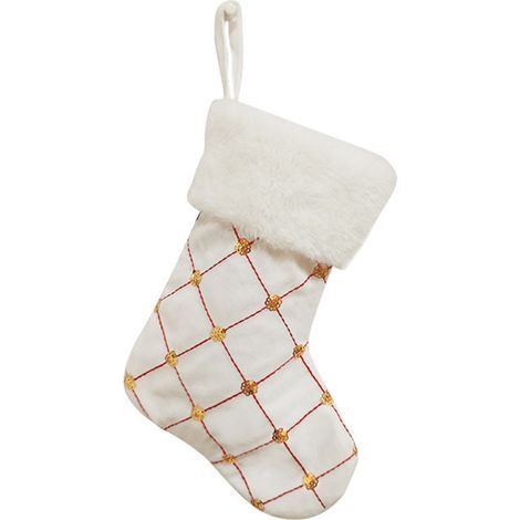 Bas de Noël en Feutre, Décor Classique Rouge et Blanc Durable pour Les Décorations de Vacances de Noël en Famille (210902SH02-2) (1/5)