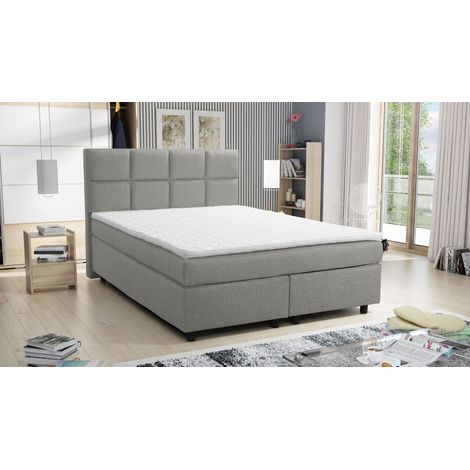 Boxspringbett 140x200 Hotelbett Bonellfederkern Bett Topper Paxos 1 Tablet hellgrau (1/5)