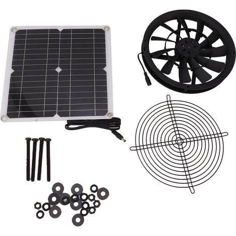 Kit de ventilation solaire avec filet de protection métallique, étanche, pour poulaillers. (1/4)
