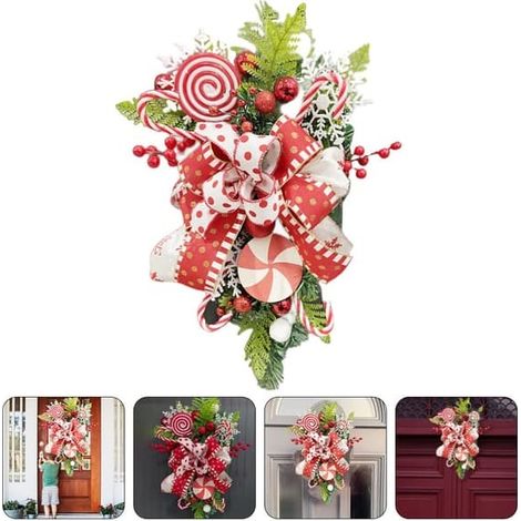 Couronne de Noël avec bâtonnets de pain d'épice pour la porte, décoration d'escalier en forme de larme, décoration intérieure (1/5)