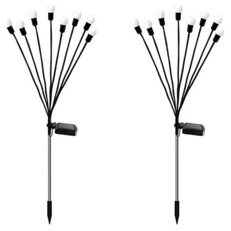 Lot de 2 lucioles solaires à 8 LED - Étanche - Étoiles - Pour jardin, allée, paysage, extérieur - Lumière chaude [Classe énergétique A+++] (1/4)