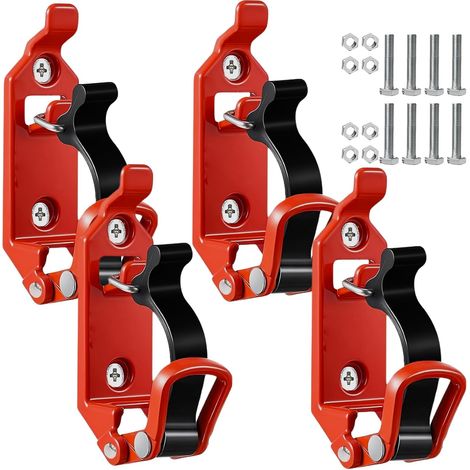 Lot de 4 supports de pelle pour barres de toit, accessoires de toit avec fermeture à tension et pinces en métal en caoutchouc pour camion, voiture et bateau, supports de montage mural robustes pour (1/5)