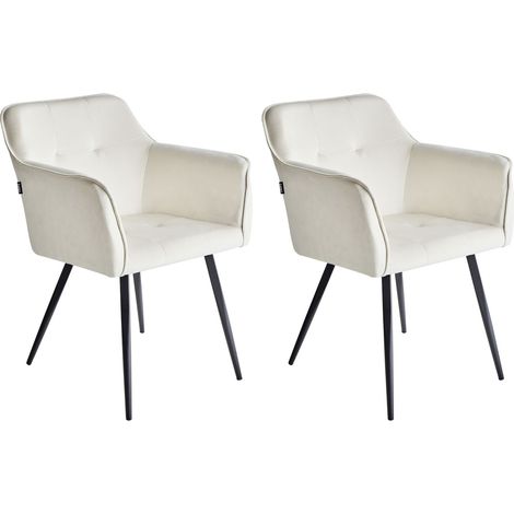 Esszimmerstuhl 2er Set JASMIN Samtstoff Hellbeige