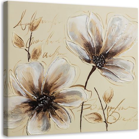Image sur toile, Fleurs peintes - 50x50 (1/5)