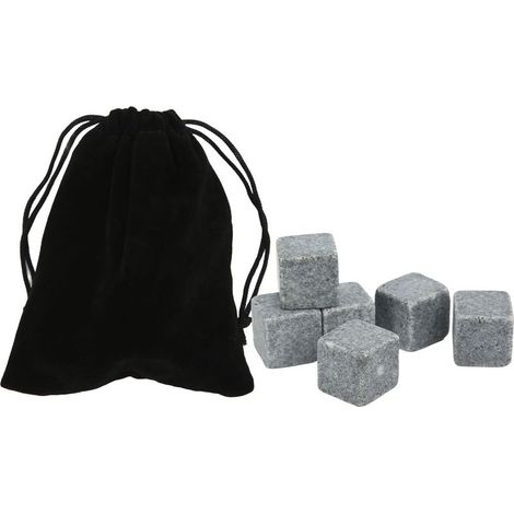 Pierres à whisky 2cm en granite, jeu de 6 glaçons tartes, sac en flanelle inclus, cadeau pour whisky gin vin vodka. (1/5)