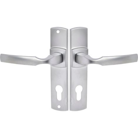 Ensemble de Poignée de Porte sur Plaque - Version Clé I pour Porte d'Entrée, Cave, Abris de Jardin à Cylindre - Entraxe 165 mm - en Zamak Résistant - Chrome Velours (1/5)