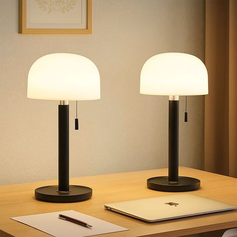 Tischlampe Bambus Tischleuchte schwarz LED Wohnzimmerlampe IP44 Beistelllampe, 1,5W 80lm warmweiß, neutralweiß, kaltweiß, DxH 15 x 28 cm, 2er Set