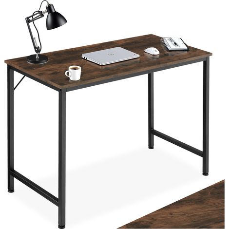 Bureau style industriel en panneau aggloméré bois foncé