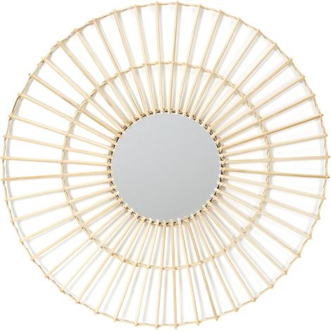 Miroir rond en rotin (1/5)