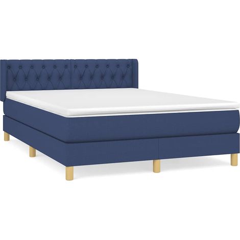 Maison Exclusive - Sommier à lattes de lit avec matelas Bleu 140x190 cm Tissu (1/5)
