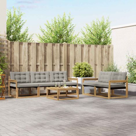 vidaXL Outdoor-Sofagarnitur 6 pcs Weiß und Hellgrau 79 x 79 x 37 cm (1/5)