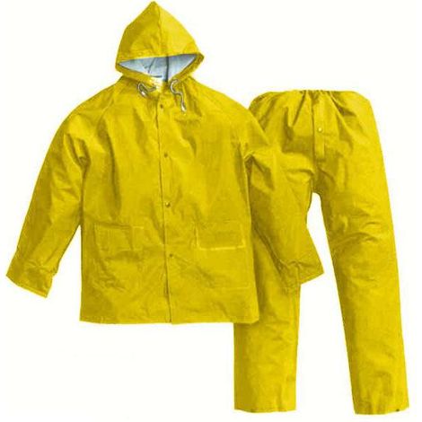IMPERMEABILE GIACCA/PANTALONE IN PVC BISPALMATO PLP GIALLO - tg. XXL (1/2)