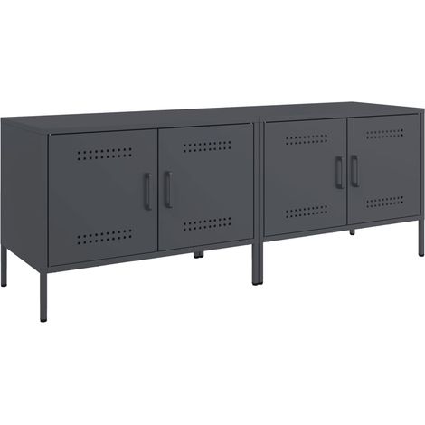 Mueble multimedia para TV estantería para televisión buffet para televisión comedor salón dormitorio 2 piezas antracita 68 x 39 x 50,5 cm acero antracita 020028569