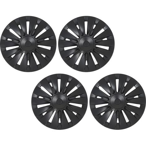 Lot de 4 enjoliveurs de roue 19 pouces noir mat style sport pour Tesla Model Y 2020 à 2023 (1/5)