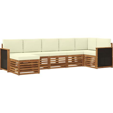 Conjunto de sofás de exterior 6 uds. Natural y Crema vidaXL (1/5)