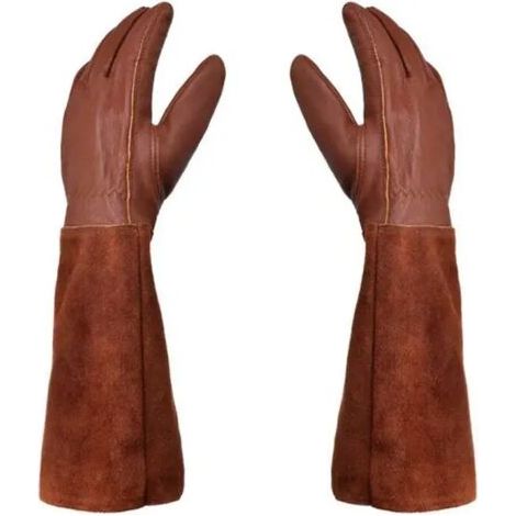 Gants de jardinage unisexes - Paire de Gants de Jardinage - Protection Cuir - Gants de Jardinage pour les Épines et Ronces et Gants de Travail--Marron--M