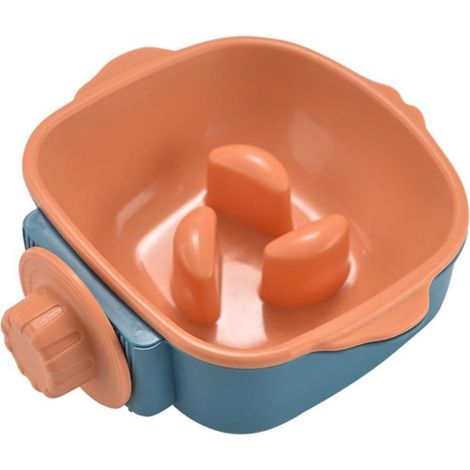 Slow-feeding dog bowl, hanging PP bowl, blue and orange (1/5)