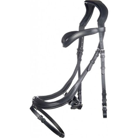 Briglia inglese in cuoio forma anatomica con redini in tela modello Anatomic: Cob, Nero 9100 (1/5)