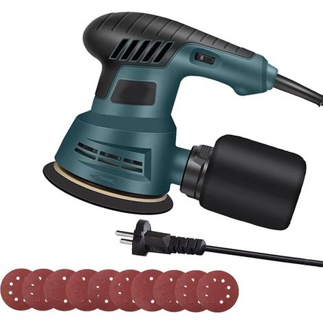 Ponceuse excentrique électrique 300W 5 pouces 125 mm avec 6 vitesses réglables boîte à poussière machine de polissage pour bois et carrosserie voiture