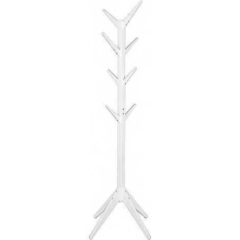 CHICFURN Attaccapanni da terra 43x43x180 cm in legno bianco, 8 ganci, per ingresso (1/5)