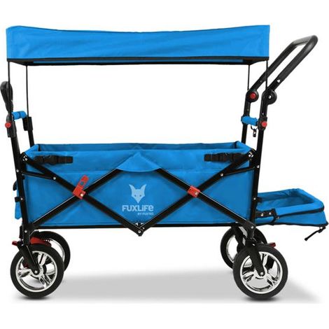 [NEUWERTIG] FUXLIFE FX-CT800 Türkis  Faltbarer Bollerwagen mit Sonnendach, großen Rädern und Feststellbremsen  75 kg Tragkraft für Garten, Camping & Outdoor (1/5)