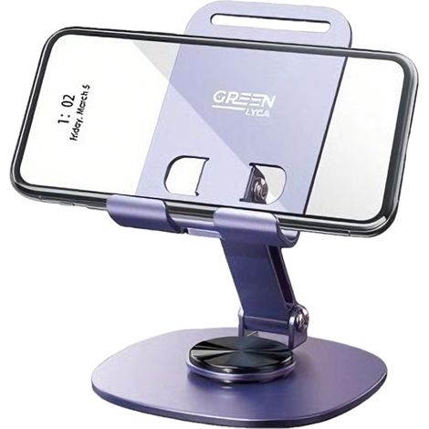 Support de bureau GreenLyca, support pour smartphone réglable et rotatif, pliable et élégant, pratique pour visualiser votre téléphone. (1/2)