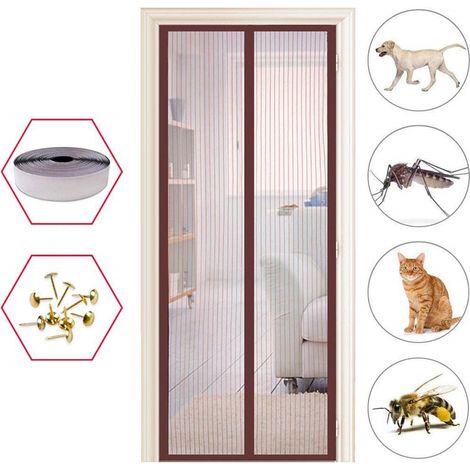 Moustiquaire Fixation Adhésive Facile Moustiquaire Moustiquaire Fermeture Velcro (80×210cm) - brun (1/3)