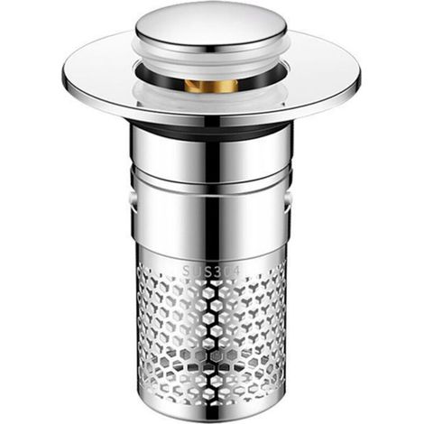 Sink Drain for Drain 34-38mm, 2 Pack Pop Up Sink Filter Drain Strainer Basin Drain Bathroom Dating Sink Drain with Filter Basket Bathtub Plug (TTXSQ-02) (1/5)