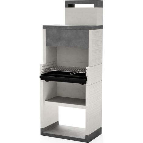 TUOZI - Barbacoa de Obra para Carbón Modelo VENIT FLEX PLUS HOTTE [F] (Gris/Blanco - 78 x 47 x 197 cm) REF: T00132 - Uso en Exteriores (1/5)