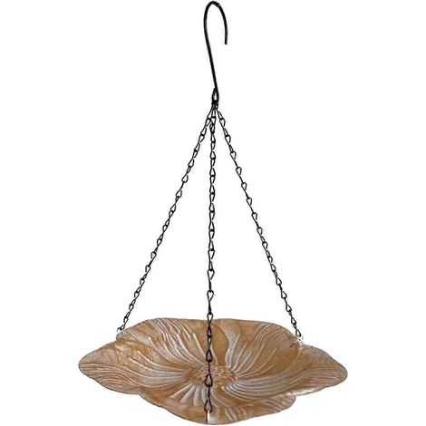 Hängendes Vogelhäuschen aus Eisen für den Außenbereich, robuste Vogeltränke mit Blumendekor, Gartendekoration, Vogelfutterhalter für Veranda, Rasen, Balkon und Hof-Golden (1/5)