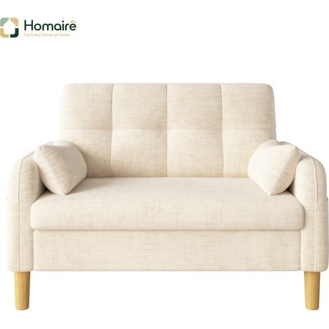 Canapé beige en velours 119 x 78 x 85 cm HOMAIRE (1/5)