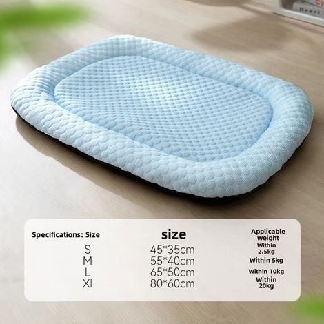 Tapis de refroidissement pour animaux - Taille L 65x50 cm - Soie glacée respirante - Bleu clair - Rectangulaire (1/5)