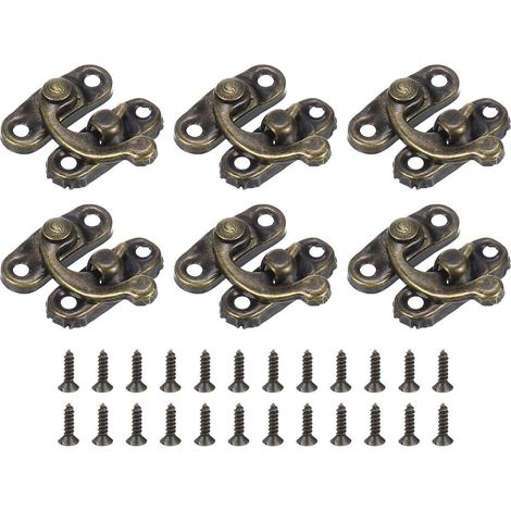 6er Set Antike Vorhängeschloss Haspen Riegel 23x26mm Bronze mit Schrauben