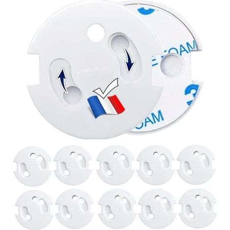 Cache Prise Bébé Français - AUDBURN - Universel - Sécurité Enfant - Blanc (10PCS) (1/4)