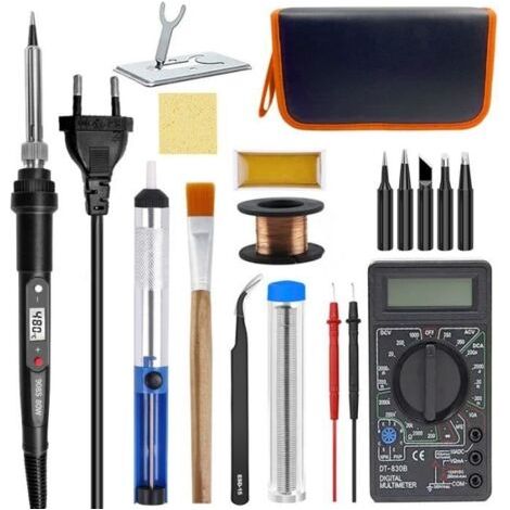 Fer à souder électrique Kit 80W - Écran LCD - Température réglable 180℃-520℃ - 17 pièces (1/4)