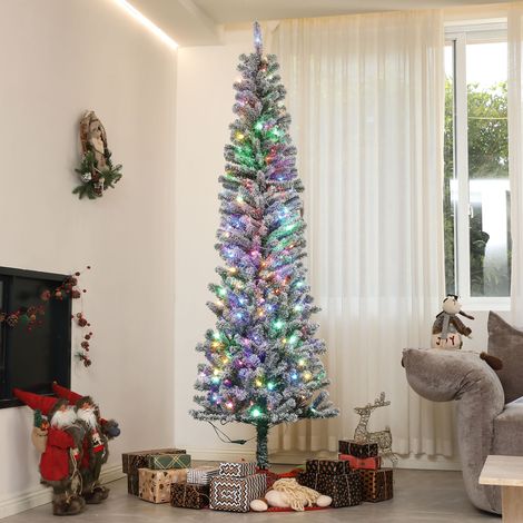 Árbol de Navidad Artificial 225 cm con 220 Luces LED de Dos Colores 519 Ramas y Soporte de Acero Árbol Navideño Verde (1/5)