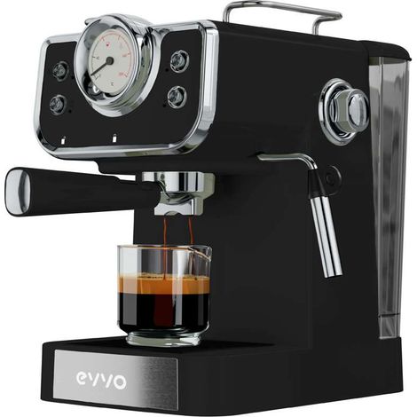 Machine à espresso EVVO Intensa Retro, 15 bars, finition vintage, corps en acier, espressos et cappuccinos, 950 W, double sortie (1/5)