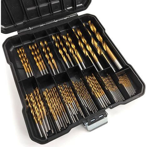 99 Pièces Coffret Foret Bois Hélicoïdaux, Foret Metal Revêtus de Titane, Ø1.5-10mm Foret Perceuse set, Forage pour Bois et Plastique (99) (1/5)